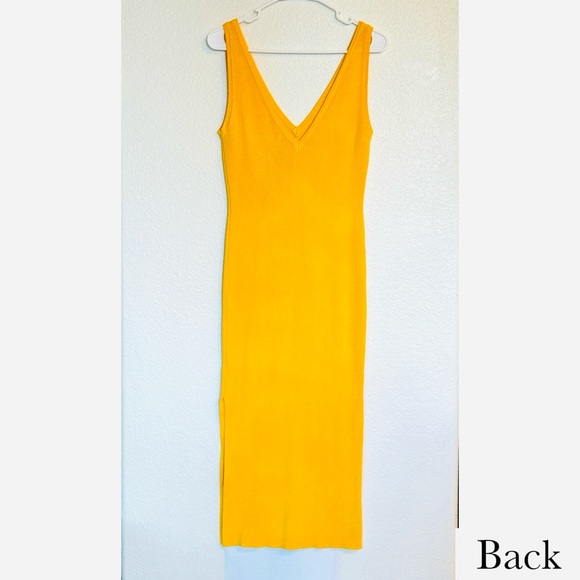 HOUSE OF HARLOW 1960 Sleeveless Rib Knit Deep V-Neck Dress, M in Sunflower NWT - Picture 5 of 11